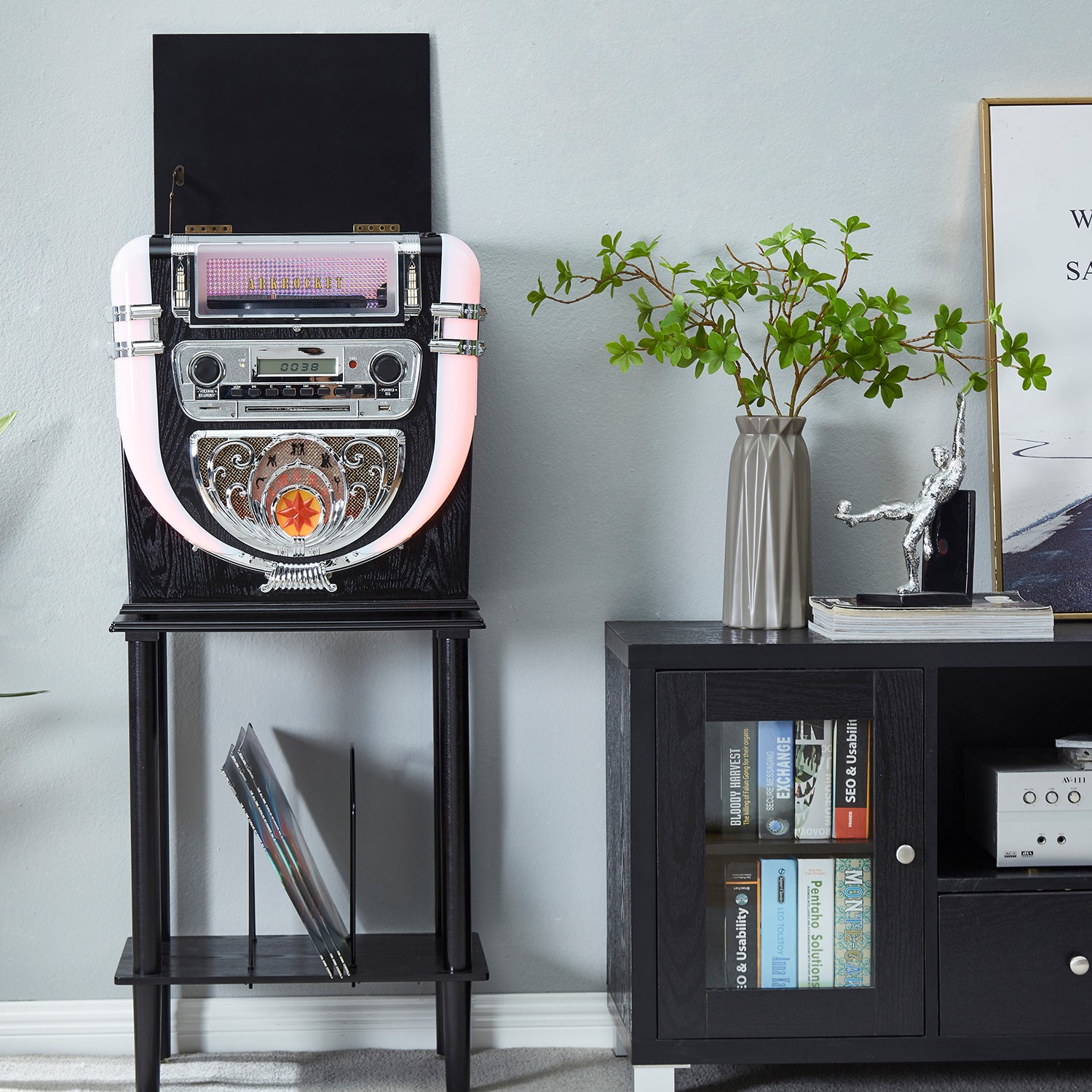 Boston Tabletop Jukebox Record Player Entertainment System