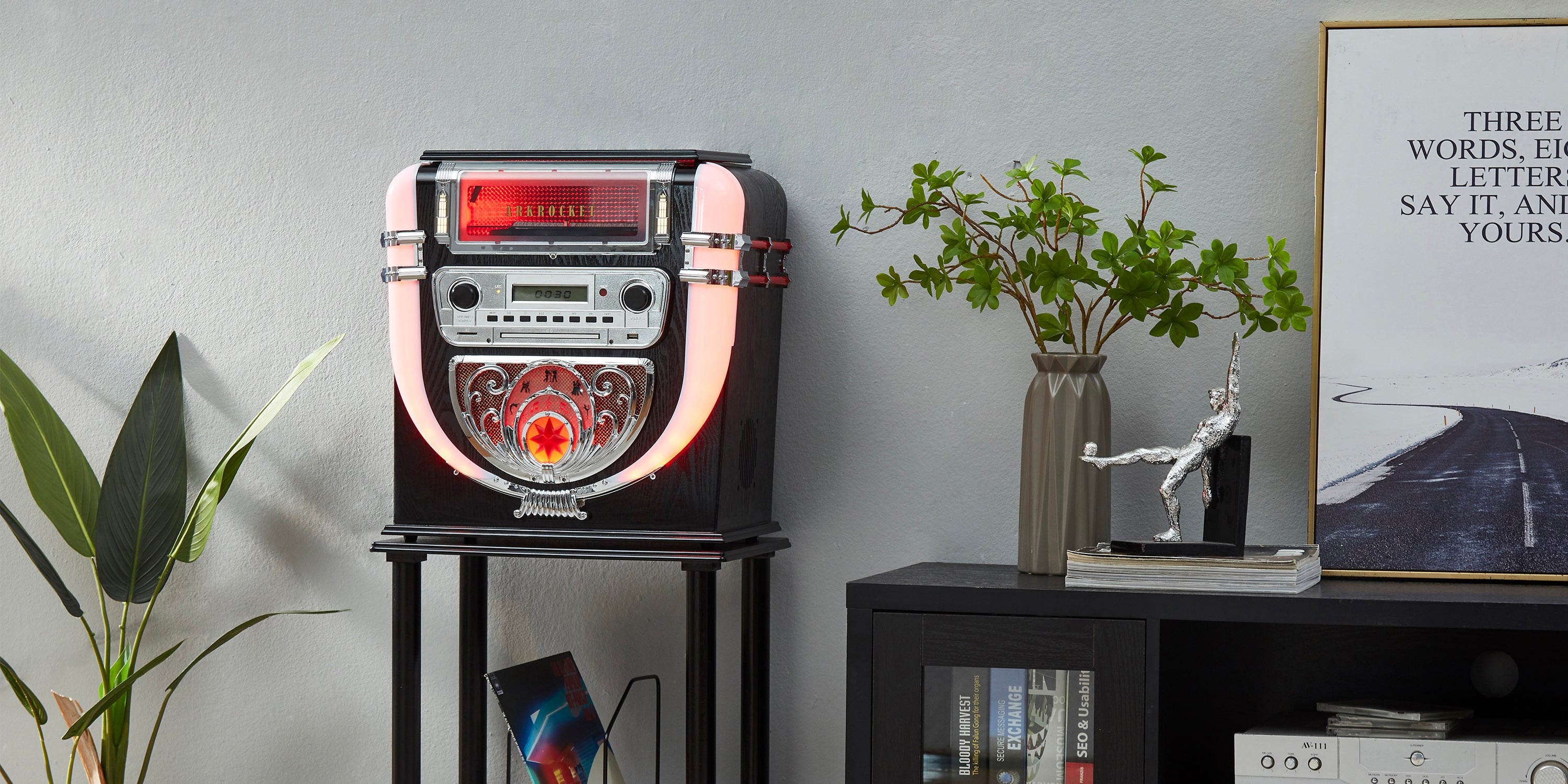 Boston Tabletop Jukebox Record Player Entertainment System