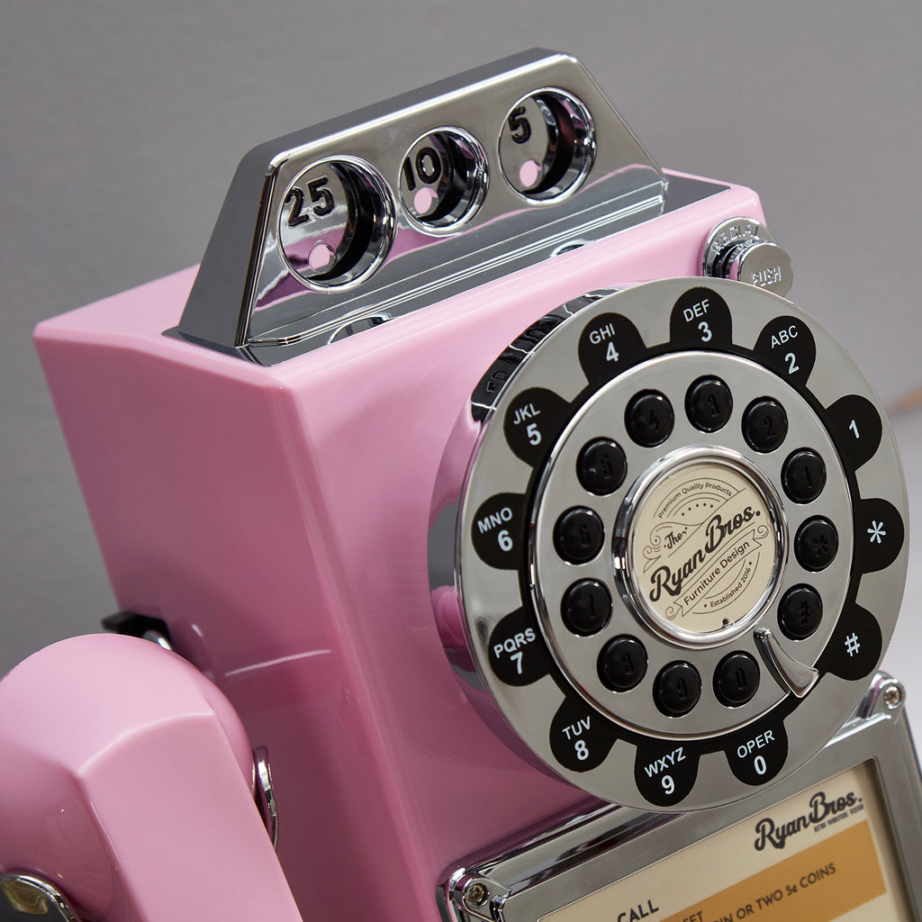 Ryan Bros. American Retro 1950's Payphone with Coin Bank - Pink
