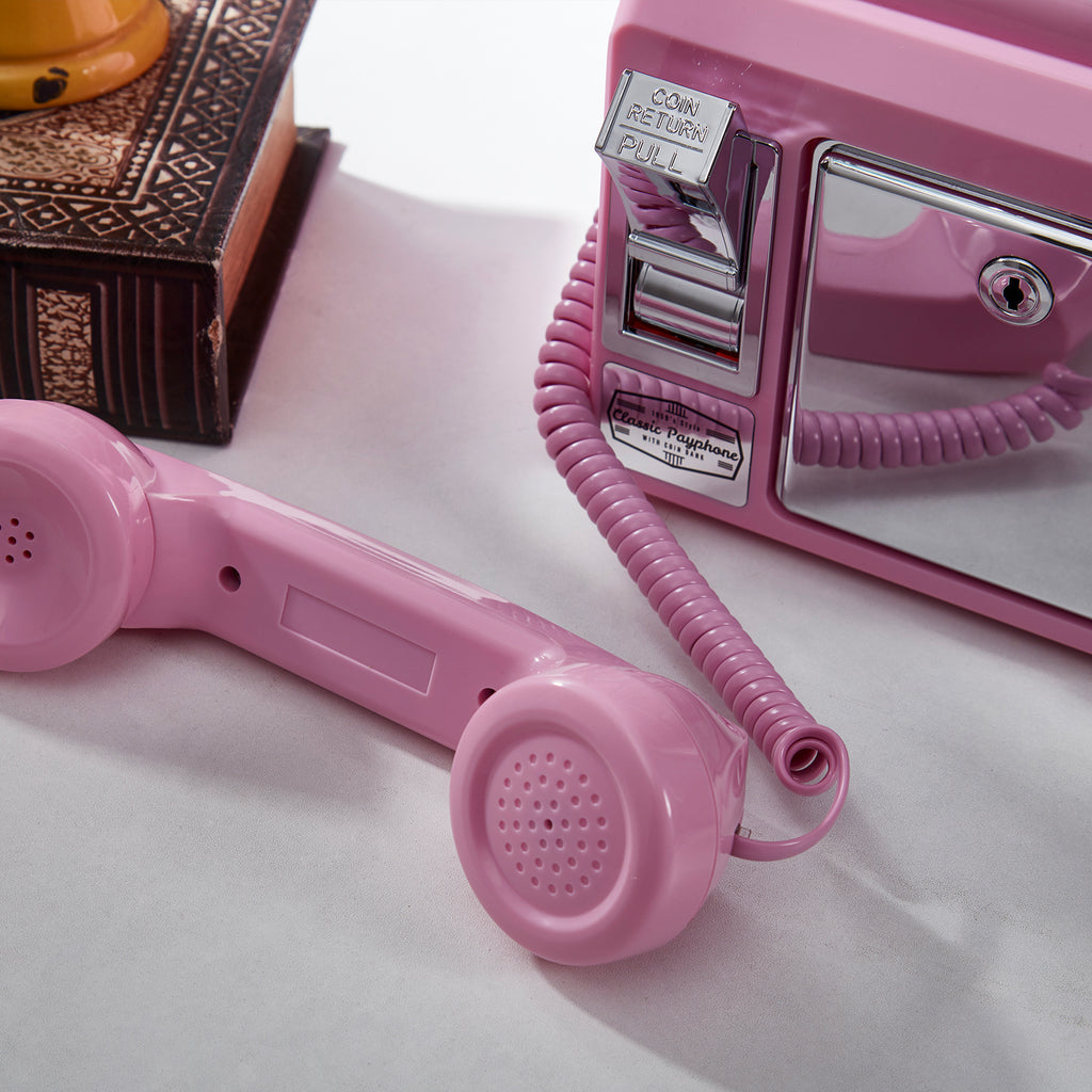Ryan Bros. American Retro 1950's Payphone with Coin Bank - Pink